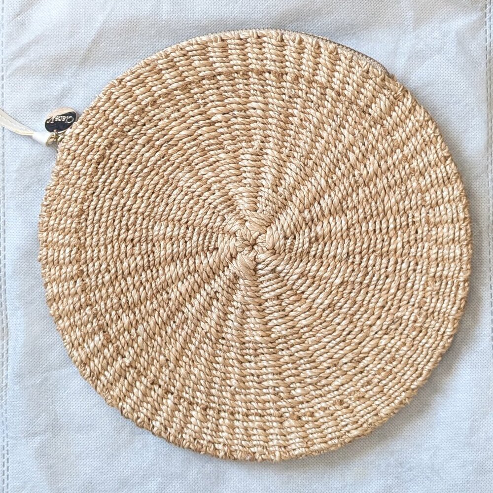 Clare V. Raffia Circle Clutch